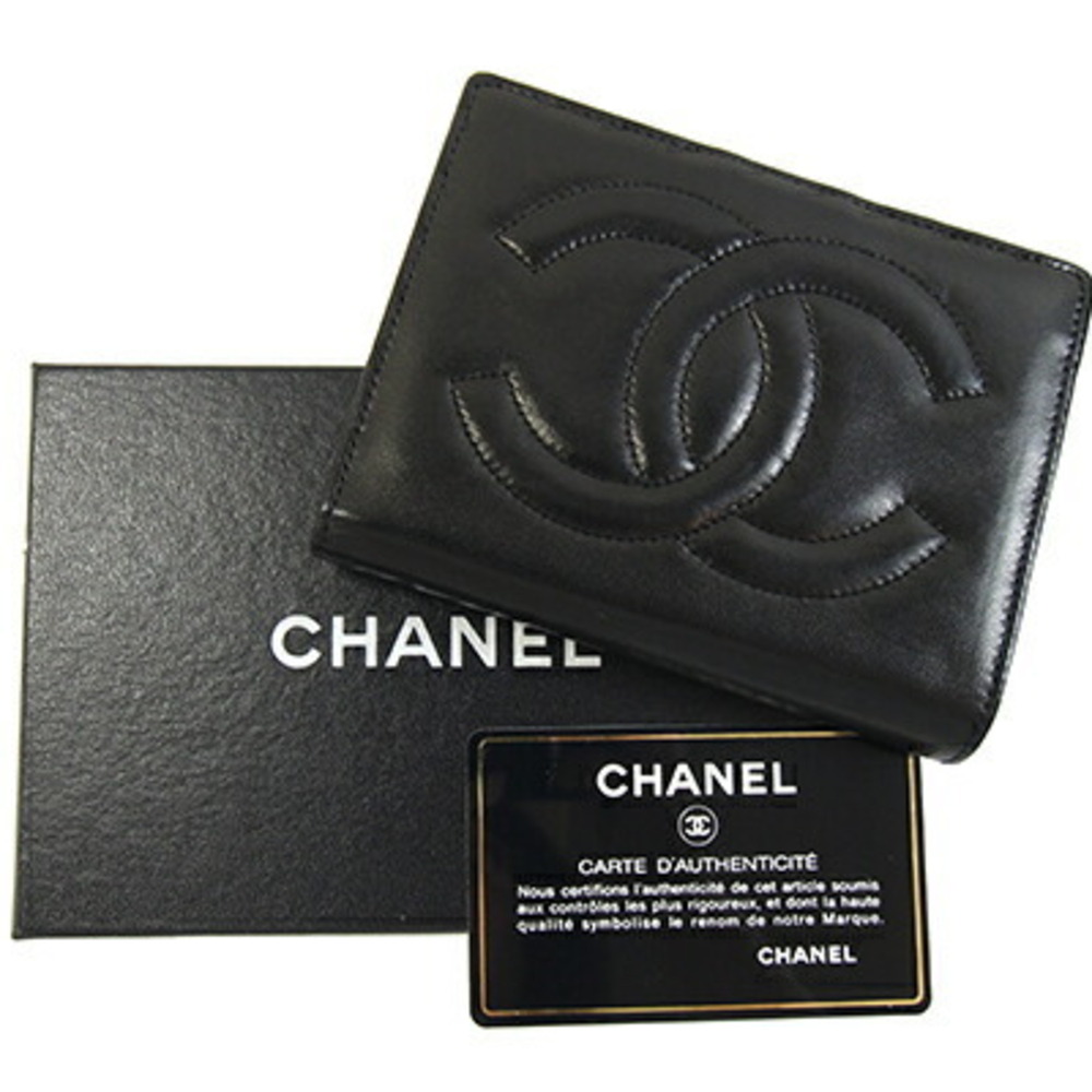 CHANEL Vintage Black Lambskin Leather Logo Wallet - Picture 10 of 10